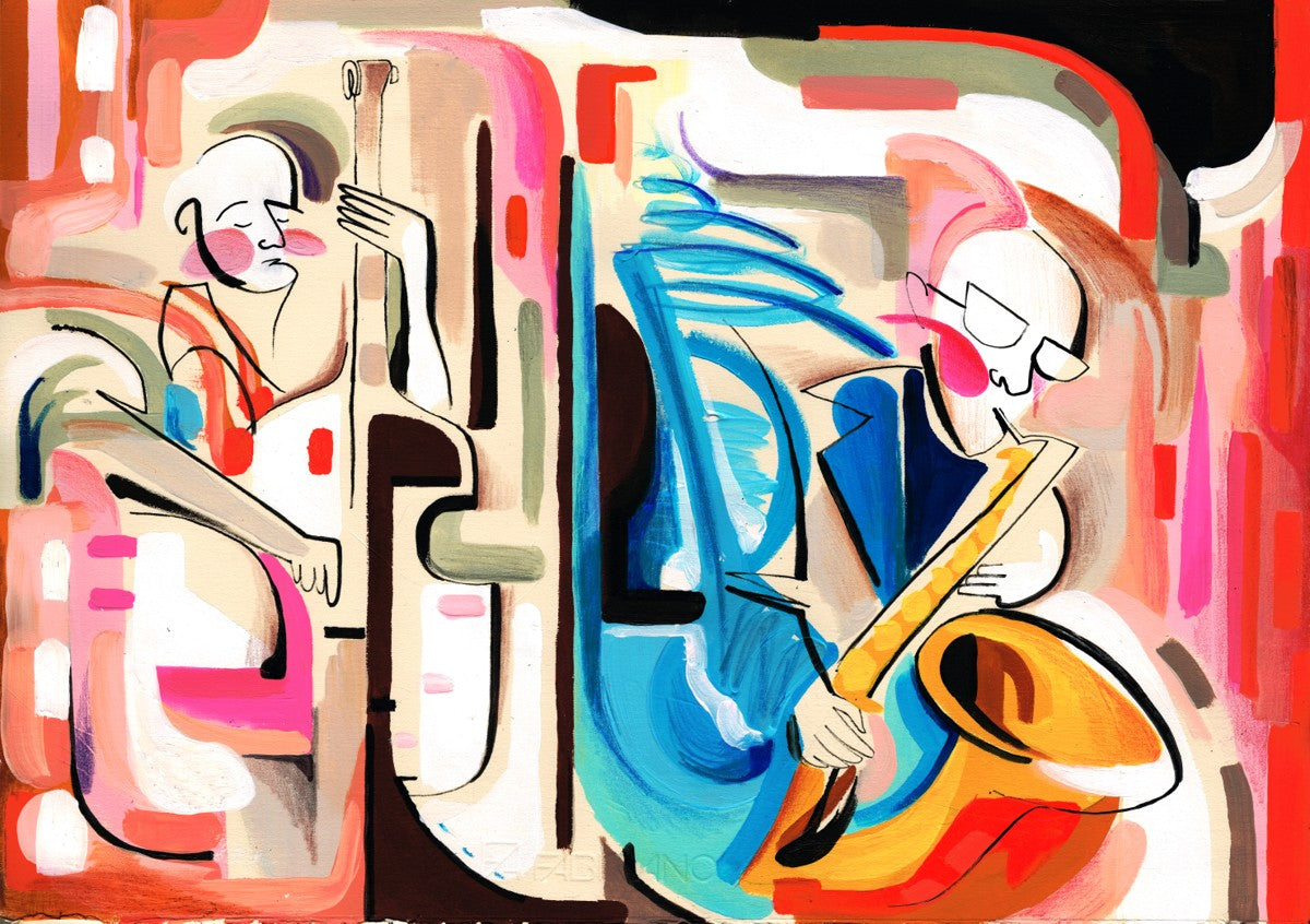 Jazz musicians painting drawing
