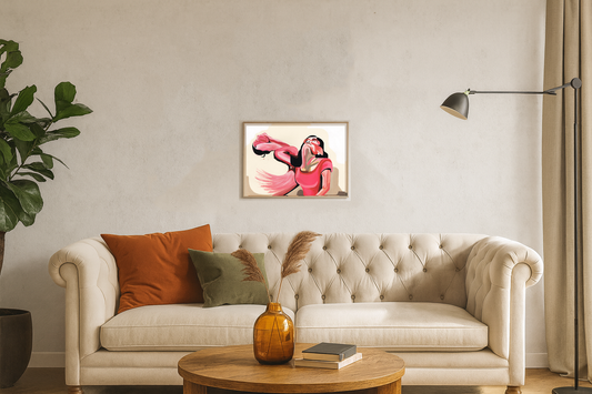 Abstract Portrait and Dance Painting – Original Acrylic on Paper (A4)