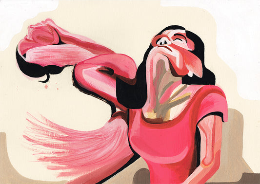 Abstract Portrait and Dance Painting – Original Acrylic on Paper (A4)