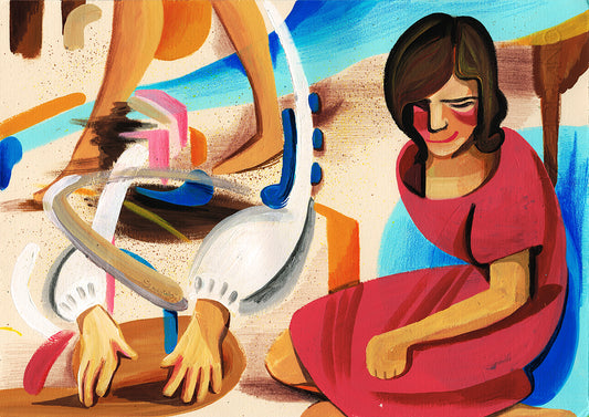 Original Acrylic Abstract Figurative Painting on Paper – Contemporary Artwork