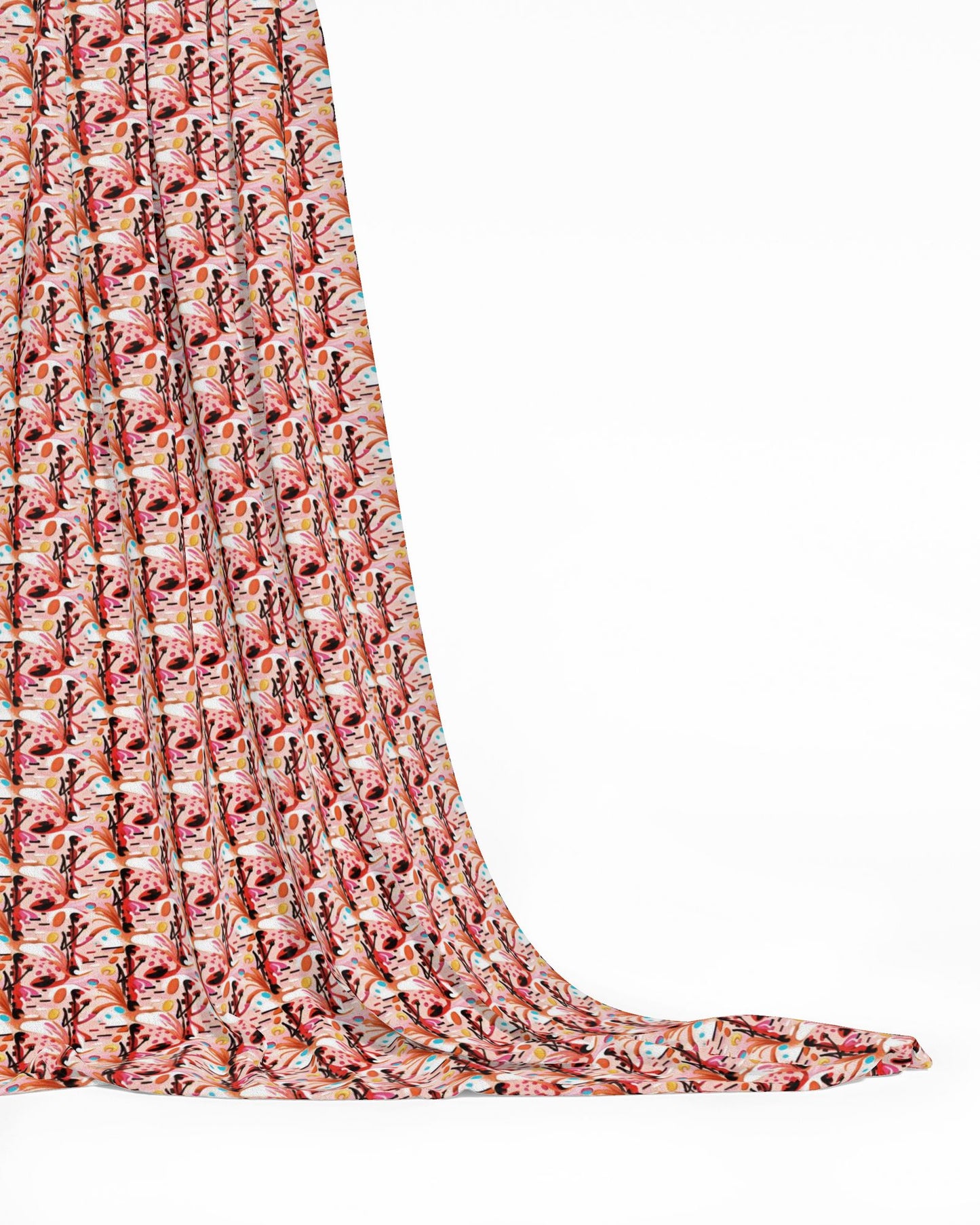 Abstract Acrylic Pattern Vegan Fabric – Vibrant Red, Pink & Orange