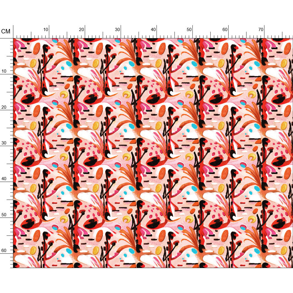 Abstract Acrylic Pattern Vegan Fabric – Vibrant Red, Pink & Orange