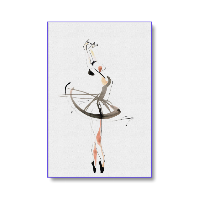 Eco Canvas - Expressive Fine Art of a Ballerina – Watercolor & Ink Wall Art Print on Canvas