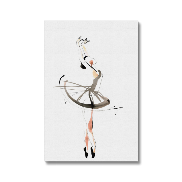Eco Canvas - Expressive Fine Art of a Ballerina – Watercolor & Ink Wall Art Print on Canvas