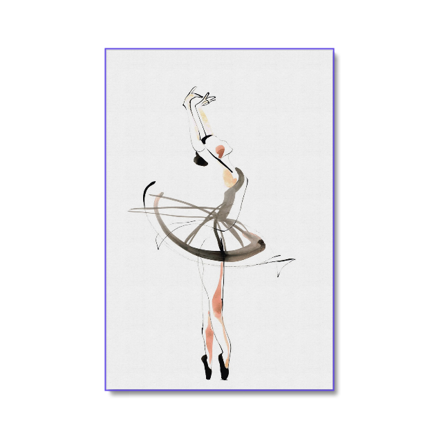 Eco Canvas - Expressive Fine Art of a Ballerina – Watercolor & Ink Wall Art Print on Canvas